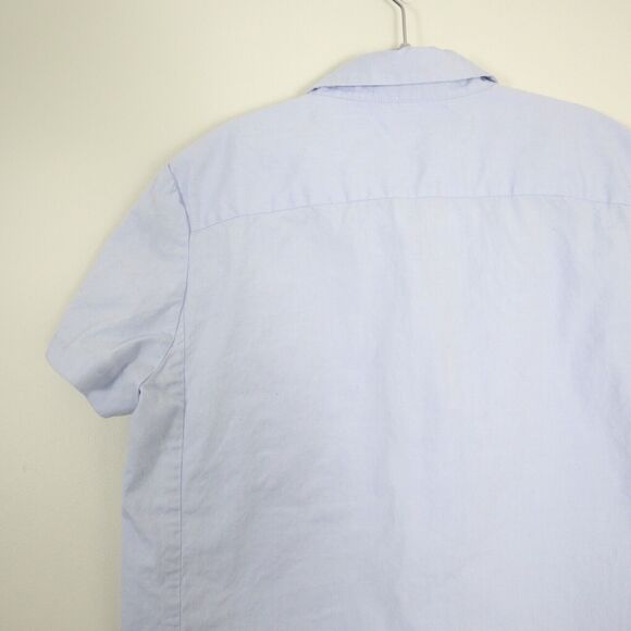Victoria Beckham Size 4 Short Sleeve Button Down Shirt Light Blue Twill Pocket - Picture 11 of 12